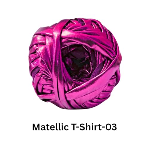 Image of VCR Shine Hot Pink Metallic T-Shirt Yarn, 100 Grams, 100% Metallized Craft Yarn, Pack of 1 Yarn, Suitable for Handbags, Tote Bags and Sling Bags