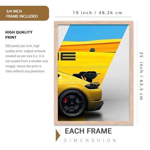 Image of HOTHOUSE Big Porsche 911 Car Framed Posters Gift Items for Boys Room Wall Decoration Bedroom Living Room Office Studio Decor | Car Poster Frame for Wall Decor Set Of 3 Size(19X25 inch)