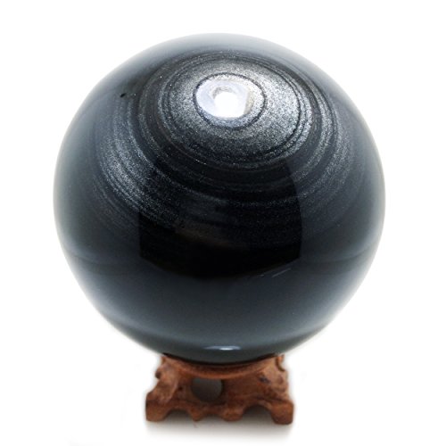 Mina Heal Silver Sheen Obsidian Cristallo Sfere, raro di Pietra Sfere per Decorazione, guarigione, Meditazione, Feng Shui, Fatto a Mano, 70 millimetri