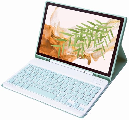 Slim Candy Colors Keyboard Case Compatible with Samsung Galaxy Tab S9 11 Inch 2023 Model SM-X710/X716B/X718U with S Pen Holder, Mutil Angles Stand Cover Detachable Wireless Keyboard (Mint)