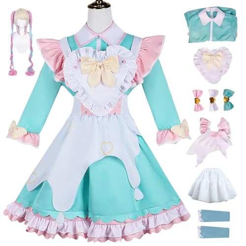 HSJZBQSM Needy Girl - Disfraz de sobredosis para cosplay con peluca, conjunto de sirvienta, disfraz de Halloween Tangtang Kangel, cosplay (ángel + peluca, XL)