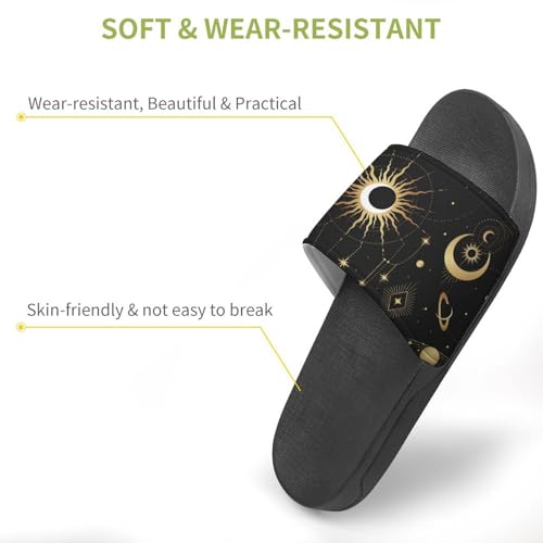 Gold Astrology Mystical Elements PVC Slippers Sandals for Women Men Open Toe Soft Cushioned Non-Slip Sandal for Indoor Outdoor3