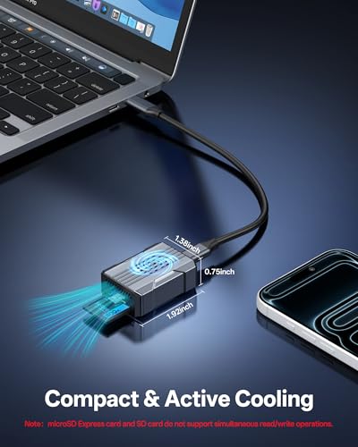 Lecteur de carte MicroSD Express avec adaptateur USB C haute vitesse 900 Mo/s