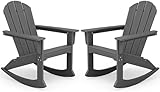 SERWALL Outdoor Adirondack Rocking Chairs Set of 2, All-Weather HDPE Adirondack...