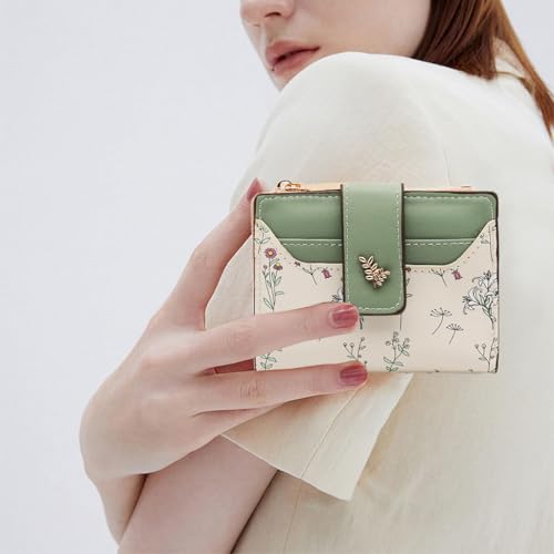 Image of PALAY Small Wallet for Women Stylish PU Leather Boho Flower Mini Ladies Purse with 7 Card Slots, 1 ID Window, 1 Zipper Coin Pocket Credit Card Holder Wallet Gift Bifold Wallets for Woman