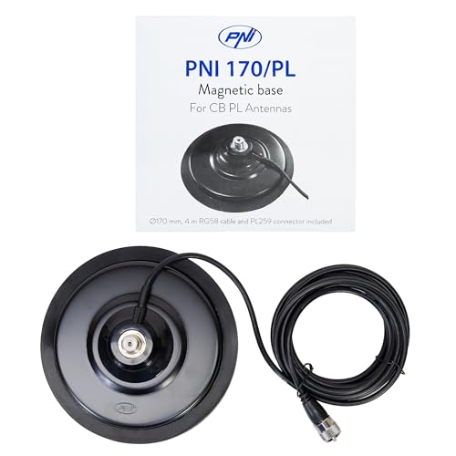 Magnetic base PNI 170/PL 170 mm, slim, contains 4m cable and plug PL259, Black, 170 X 170 X 55 mm - Image 3