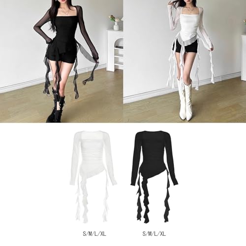 Image of ATORSE Women'S Y2K Long Sleeve T Shirt Classic Streetwear For Wedding Dating Gothic S White