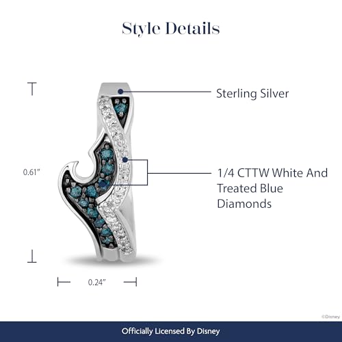 Jewelili Enchanted Disney Fine Jewelry Sterling Silver with 1/4 CTTW White Diamond and Treated Blue Diamonds Moana Hoop Earrings3