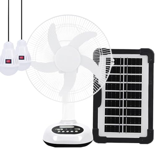 12 inch New Update Rechargeable Solar Powered Fan,14400mAh AC DC Portable Camping PowerBank 12 Inch Oscillating Tabletop Fan with Led Night Light for Home Office Outdoor Camping Tent Traving (1)