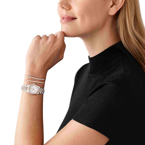 Image of Michael Kors Stainless Steel Analog White Dial Women's Watch-Mk4817Set, Band Color:Two-Tone