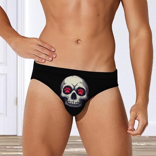 Skull Paw Print Men's Swim Trunks Briefs Swimsuit Swimwear Bathing for Underwear Beach3