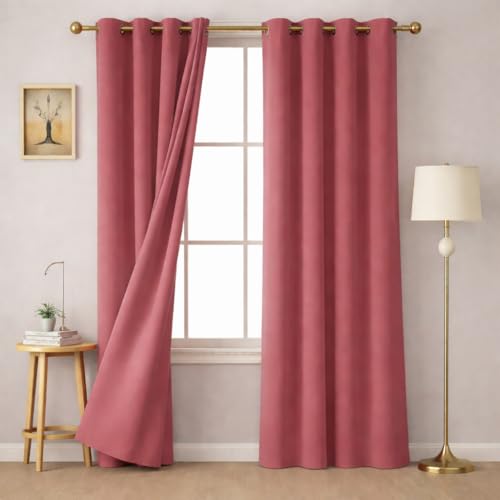 Image of STITCHNEST 'Solis Series' Premium Satin Room Darkening Curtains 7 Feet Long Set of 1 | Door Curtain 7 x 4 Feet | Blocks 70-80% Light | Ideal for Bedroom, Living Room & Home Decor
