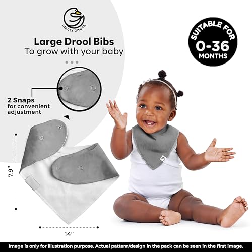 Image of Premium 3-Pack Drooling Bibs for Babies (Both Boys & Girls) | Double Layer, Organic Cotton, Adjustable Teething Bibs | Soft, Absorbent, Snap Closure Bandana Bibs with Fleece Backing