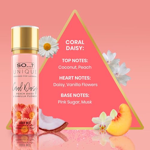 Image of So...? Unique Coral Daisy Body Mist - Perfume for Women - Gourmand Fruity Vanilla Perfume - Gifts - Body Spray for Women - 5.1 oz