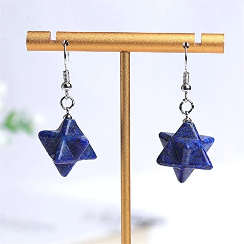 WGPHDW Heilender Kristall Ohrringe Natürlicher Rosenquarz Amethyst Kristall ORE Magische Restauration Heilung Stein Charme Weibliche Schmuckgeschenke Haus Dekoration (Color : Lazurite, Size : 1Pair)