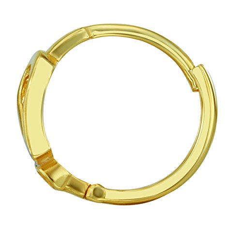 14k REAL Two Tone Gold 6mm Thickness Heart CZ Hinged Hoop Huggie Earrings (10 x 10 mm)4