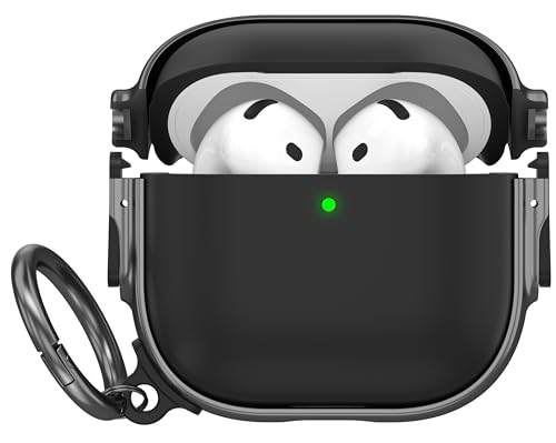 Image of Maxjoy for AirPods 4 Case with Lock, Cute AirPods 4 Case Lock Protective Hard AirPod 4 Generation Cover for Women Men with Keychain Clip for AirPod 4th Generation Cover 2024, Black