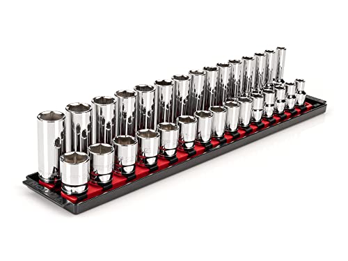 TEKTON 1/2 Inch Drive Shallow and Deep 6-Point Socket Set with...