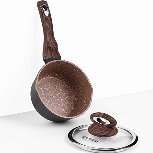 Ecowin 1 1/2 quart Nonstick Saucepan with Lid and Pour Spout, Saucier Pot Induction compatible, Stable handle, Free of APEO PFOA, Gift Package, Very Easy to clean