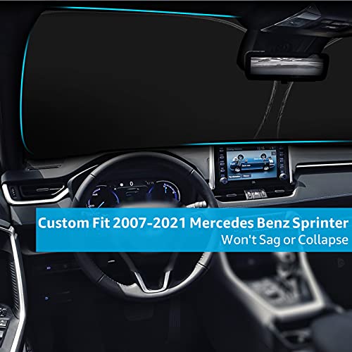 Proadsy Front Windshield Sun Shade Foldable Sunshade Protector Custom Fit 2007-2023 Mercedes Benz Sprinter, Freightliner Cargo Crew Passenger Motorhome Accessories 2023 Upgrade #TOP3