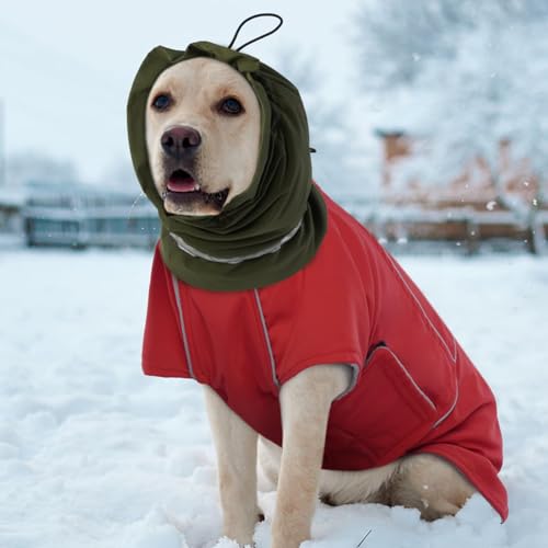 Hundehaube Wintermütze Ohrenschützer, Beruhigende Ohrenschützer, Ohrenschützer für Hunde, Wasserdicht Hündohr Muffs, Schneefest, Regenfest und Kältefest Haustier Warme Ohrenschützer (Armeegrün, M)