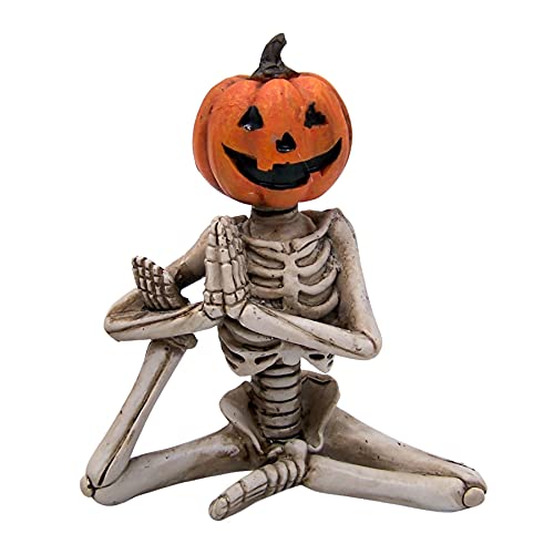 Set de 3 estatuas de esqueletos con cabezas de calabaza para Halloween miniatura 7