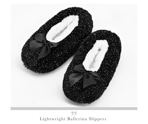 Image of DICUIRD Womens Cozy&Warm Soft Sole Slipper Socks with Grippers-Girls Teddy Fleece Indoor Slipper with Non-skid Bottoms