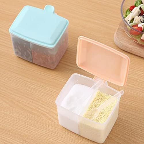 Spice boxs Blue Plastic Seasoning Jar Set,2 Pack,Suitable for Home Decor and Storing Various Spices in the Kitchen.Size: 8cm*9cm*12cm