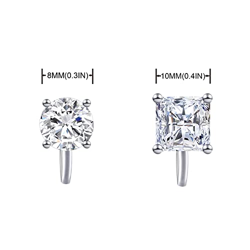 YOQUCOL 2 Pairs 8MM Cubic Zirconia Crystal Clip On Stud Earrings Non Pierced Stud Earrings For Women2