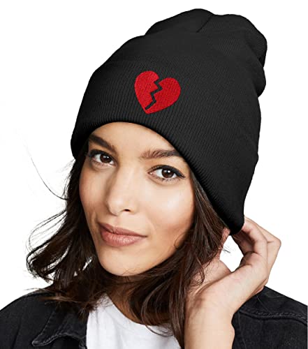 Zingyone Broken Heart Beanie For Men Women Embroidery Slouchy Knit Beanie Hat Winter Hat Skull Cap #TOP1
