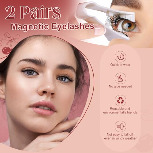 Higu clace Magnetic Eyelashes with Applicator Daily Wear Reusable Magnetic Eyelashes Natural Look No Glue Needed Magnet Lashes Soft with Applicator Easy to Apply and Remove（MB) — view 5