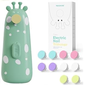 Baby Nail Trimmer Electric Baby Nail File, Baby Nail Clippers with 10 Grinding Heads & LED Light Safe Electric Nail File for Baby Newborn Toddler Toes Fingernails Baby Nail Care Kit Green