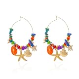 Pendientes de aro bohemios con diseño de océano para mujer, aretes de playa de piedra colorida, inspirados en estrellas de mar, conchas marinas, perlas, caracolas, aretes de joyería bohemia, regalo