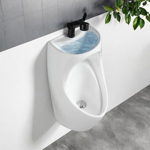 Ceic Space-Saving Wall-Mounted Urinal with Integrated Sink & Retractable Faucet - Ideal for Small Bathrooms & Restrooms, Perfect for Maximizing Space