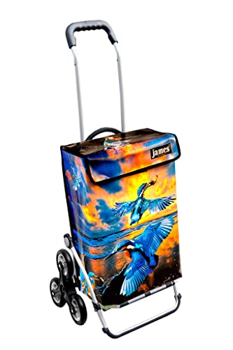 James® Einkaufswagen Design Kingfisher, moderner Einkaufstrolley, bunter Lifestyle Trolly, Rollkoffer für Shopping, bis…
