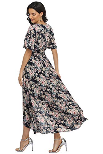 Image of VintageClothing Women's Wrap V Neck Floral Summer Dresses High Low Maxi Casual