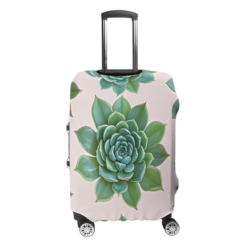 Green Succulent Pattern Suitcase Covers Luggage Protector - Travel Elastic Baggage Case Protective, Washable Anti-scratch Large Suit Case Cover for Suitcases Fits 19-32 Inch Luggages XL4