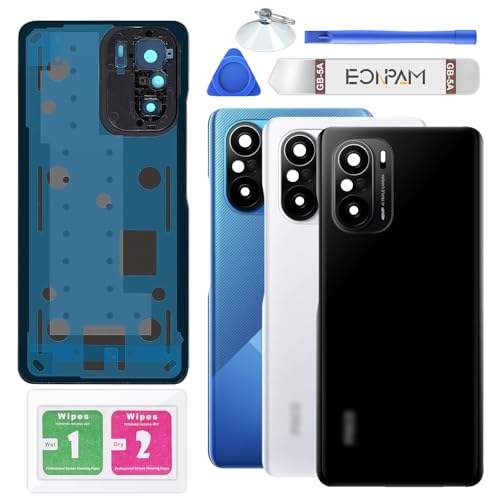 Face arrière Xiaomi Poco F3 noire de remplacement avec adhésif et outils de démontage