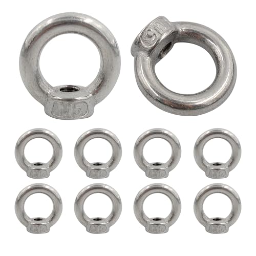 Image of 10PCS M5 Lifting Eye Nut, Stainless Steel Lifting Eye Threaded Nut Fastener, Hardware Ring Shaped Eye Bolt, 23mm /0.9inch OD