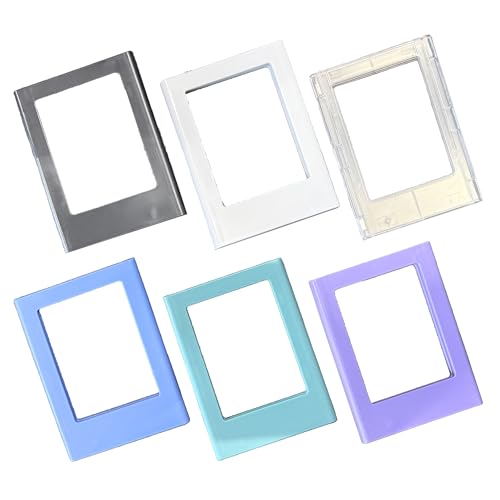 【Ponko】6枚セット カラーフォトフレームマグネット チェキサイズ対応 強力マグネット 冷蔵庫 写真飾り おしゃれ インテリア 推し活 家族写真 インスタ映え ホワイト/ブラック (色の組み合わせ2)