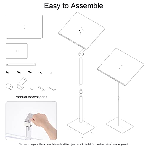 Hmyhum Acrylic Podium Stand, Clear Lecterns & Pulpits For Classroom, Concert, Churches, Speech, Easy Assembly, Metal Base, 23.6" L X 15.7" W X 41.7" H, Modern #TOP5