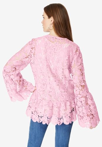 Roaman's Women's Plus Size Bell Sleeve Lace Jacket2