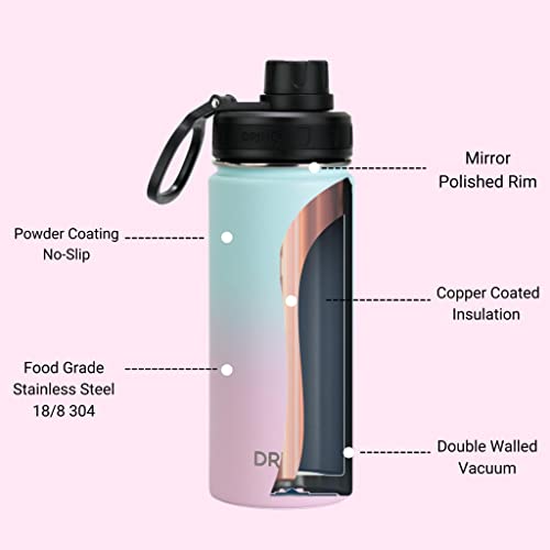 Image of Drinco Stainless Steel Water Bottle Spout Lid Vacuum Insulated Double Wall Water Bottle Wide Mouth Leak Proof Keep Cold Sport Camping Hiking (18oz Macaron)