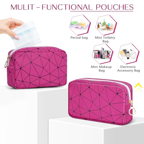 Image of Likesing Tampon Holder for Purse, Leather Period Bag Sanitary Napkin Storage Bag for Girls Womens, Portable Feminine Emergency Pad Period Pouch(Rose red)