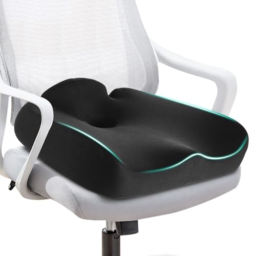 LALUCREATE Large Memory Foam Seat Cushion w/ Rear Cutout & Non-Slip Cover (Black) - image 1