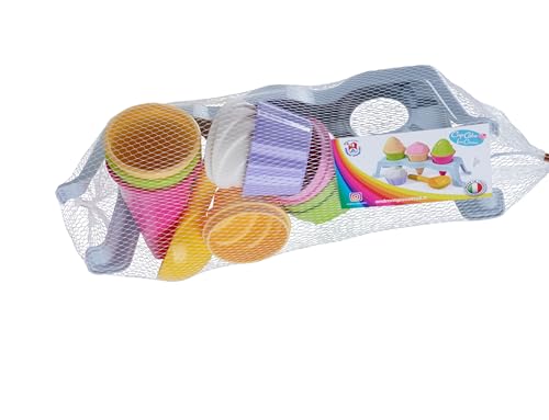 Simba Eisständer Spielset – 10 teiliges Sandspielzeug-Set inklusive Eiswaffeln, Becher, Eiskugeln & Portionierer, für Strand oder Sandkasten, geeignet für Mädchen & Jungen ab 3 Jahren
