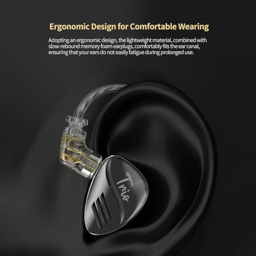 Image of CCA Trio in-Ear Monitor Earphone with Mic, 3 * 8mm Dynamic Driver IEM 4 Tuning Switches HiFi Bass 0.75mm 2Pin Connector 3.5mm Plug Silver Plated Cable for Audiophiles Musician etc. (with Mic - Black)