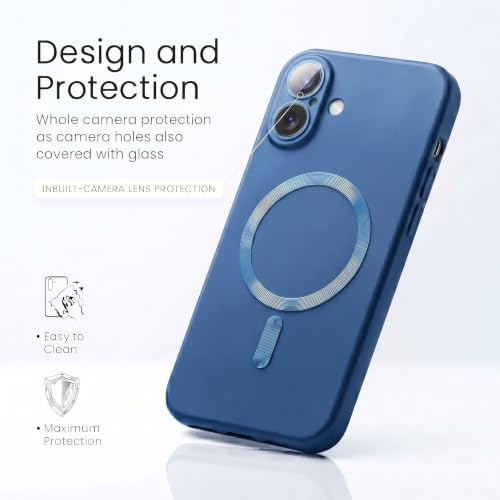 Image of amazon basics Premium Mag-Safe Case for iPhone 16 Plus | Shockproof & Anti-Scratch Cover | Soft Silicone with Wireless Charging | Camera Lens Guard - Gray