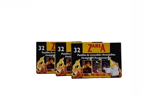 Droquimur Pack de 3 Cajas de Pastilla Enciende Fuego Paquete de 32 Unidades,96 Pastillas en Total,Encendido de Forma rápida y Limpia Cover