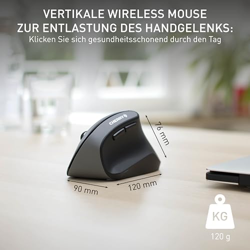 CHERRY MW 4500, Ergonomische Vertikale Maus für Rechtshänder, Schwarz – Ansicht 3